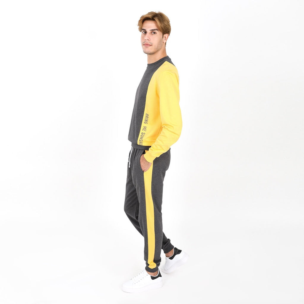 Gris Chiné Foncé & Jaune Moutarde