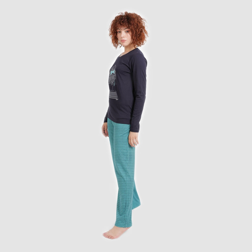 Bleu Marine & Turquoise Imprimé Palm