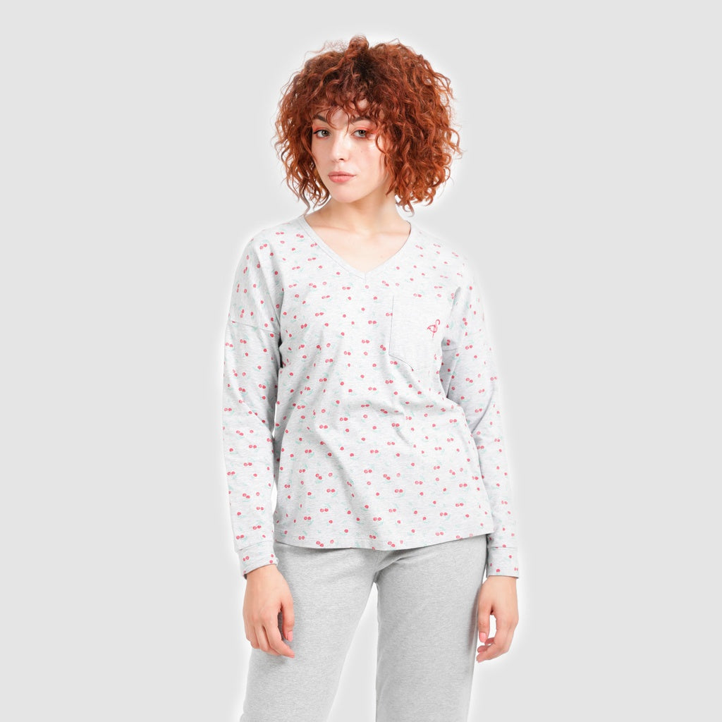 Gris Chiné & Gris Imprimé Cerise