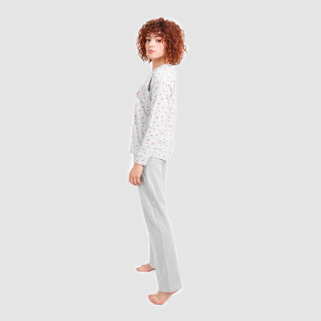Gris Chiné & Gris Imprimé Cerise