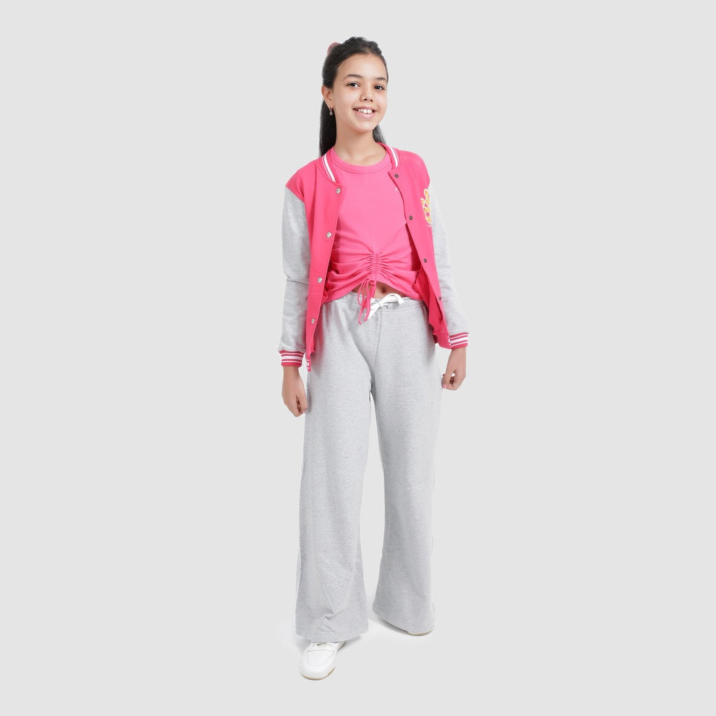 Rose Fuchsia & Gris Chiné