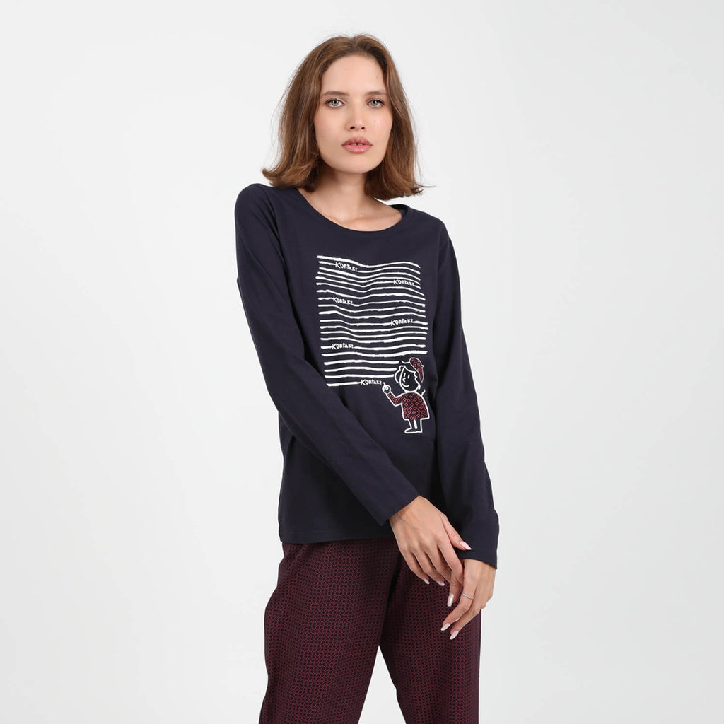 Bleu Marine & Bleu Imprimé Carreaux