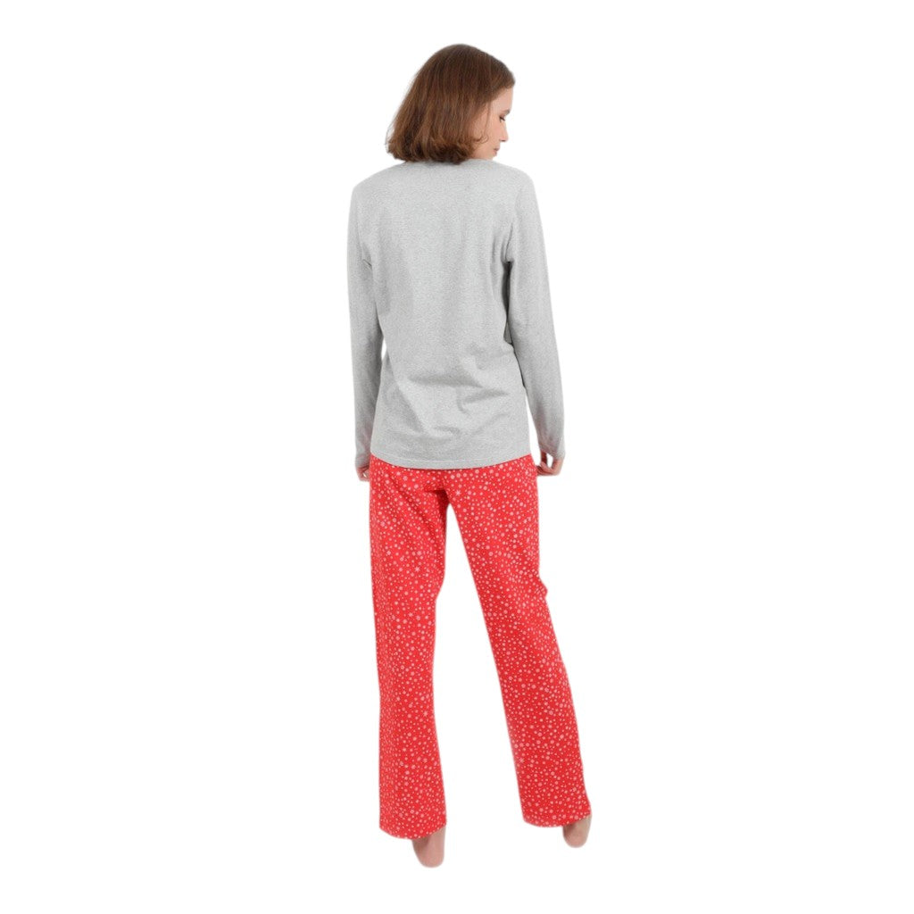 Gris Chiné & Rouge Imprimé Noel