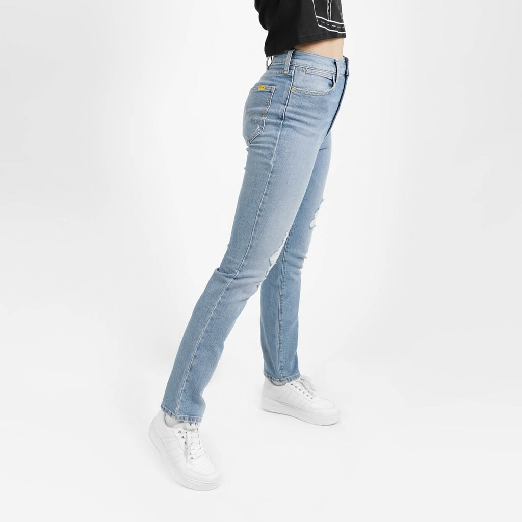 Jeans Clair Avec Surteinture Beige