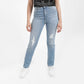 Jeans Clair Avec Surteinture Beige