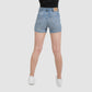 Jeans Bleu Moyen Avec Surteinture Beige