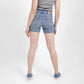 Jeans Bleu Moyen Avec Surteinture Beige
