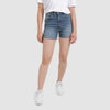 Jeans Bleu Moyen Avec Surteinture Beige