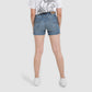 Jeans Bleu Moyen Avec Surteinture Beige