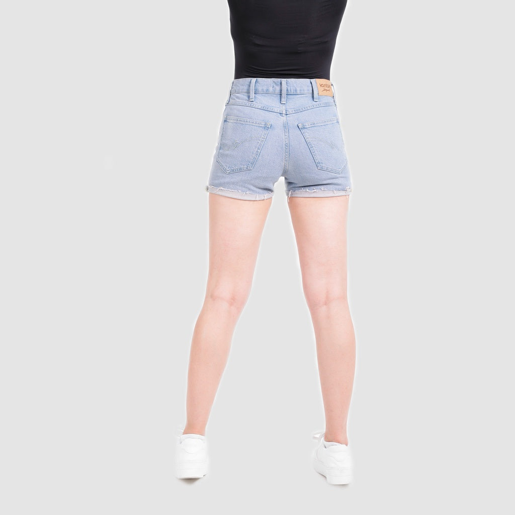 Jeans Bleu Moyen Avec Surteinture Beige