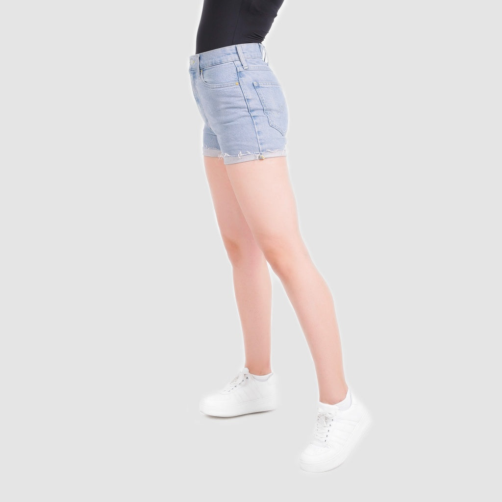 Jeans Bleu Moyen Avec Surteinture Beige