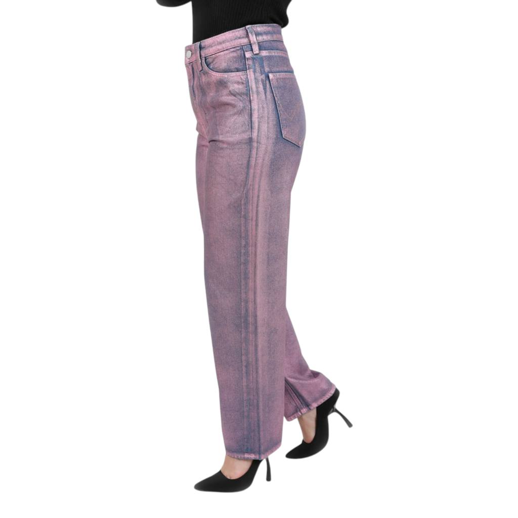 Jeans Bleu Moyen Effet Metallique Rose