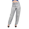 Jeans Bleu Moyen Effet Metallique Rose