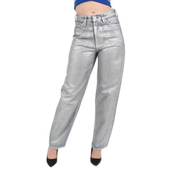 Jeans Bleu Moyen Effet Metallique Rose