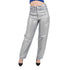 Jeans Bleu Moyen Effet Metallique Rose