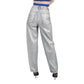 Jeans Bleu Moyen Effet Metallique Argent