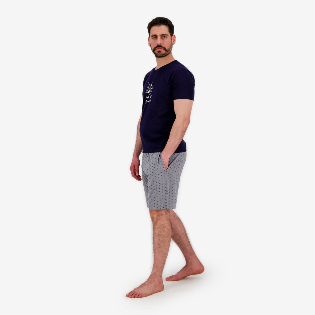 Bleu Marine & Gris Imprimé Forme