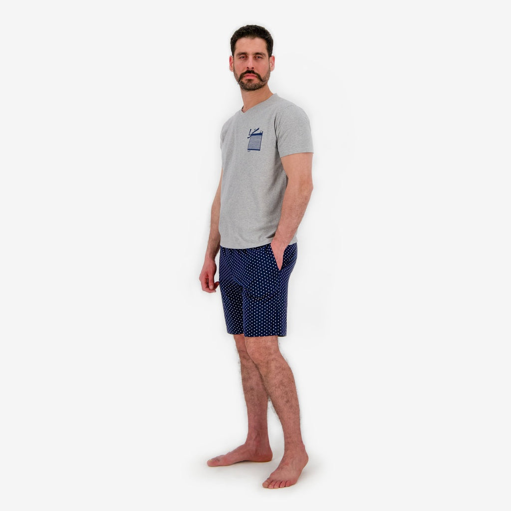 Gris Chiné & Bleu Marine Imprimé Forme