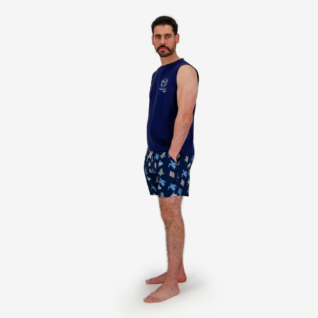 Bleu Marine Imprimé All Over Tortue de Mer