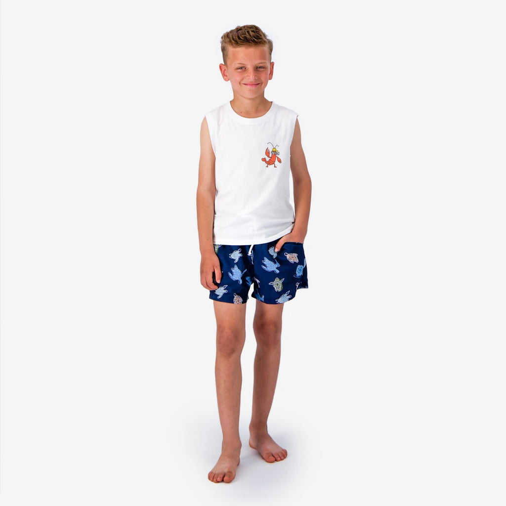 Bleu Marine Imprimé All Over Tortue de Mer