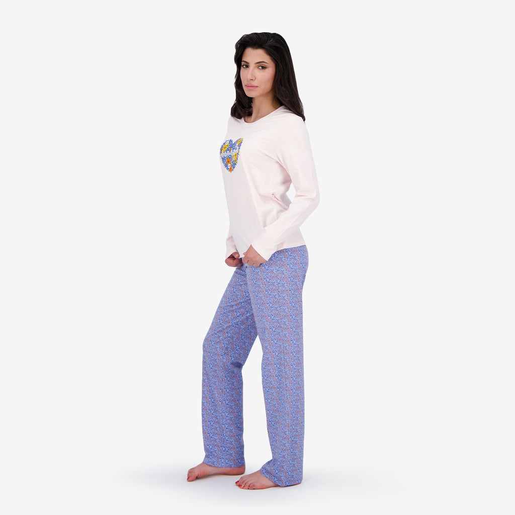 Rose Claire & Bleu Imprimé Lilas Flower