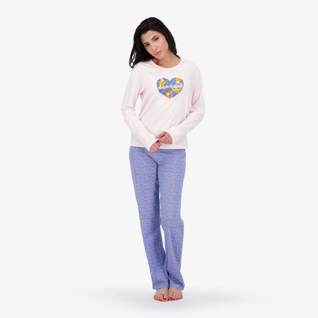 Rose Claire & Bleu Imprimé Lilas Flower