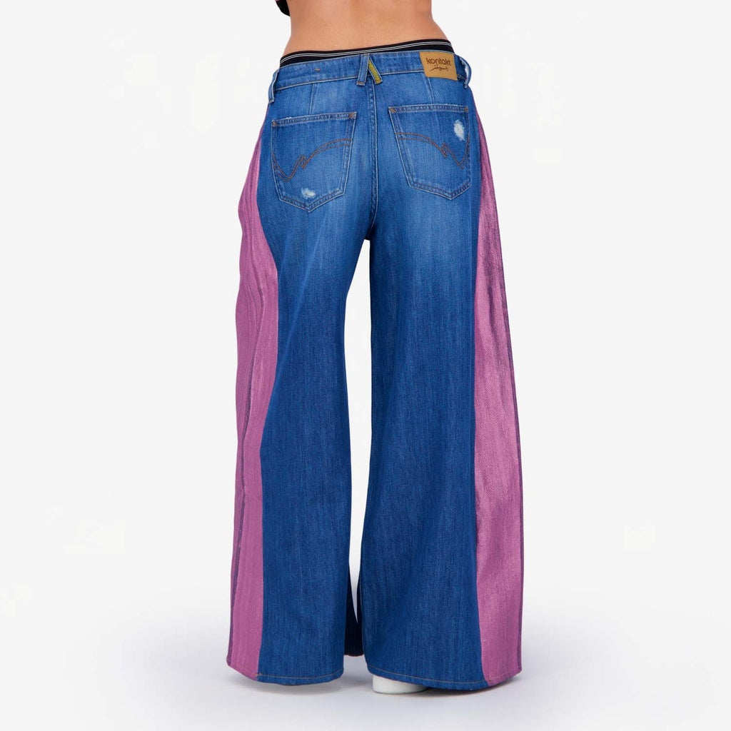 Jeans Bleu Moyen Effet Métallique Rosé & Jeans Bleu Foncé