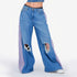Jeans Bleu Moyen & Lavander Sergé de Coton