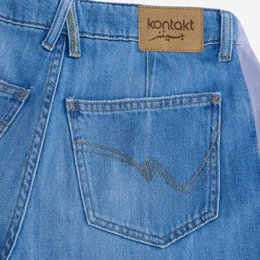 Jeans Bleu Moyen & Lavander Sergé de Coton