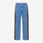 Jeans Bleu Clair Denim & Vert Khaki Sergé de Coton