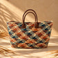 Sac Mosaïque en feuille de palmier Orange & Bleu Marine