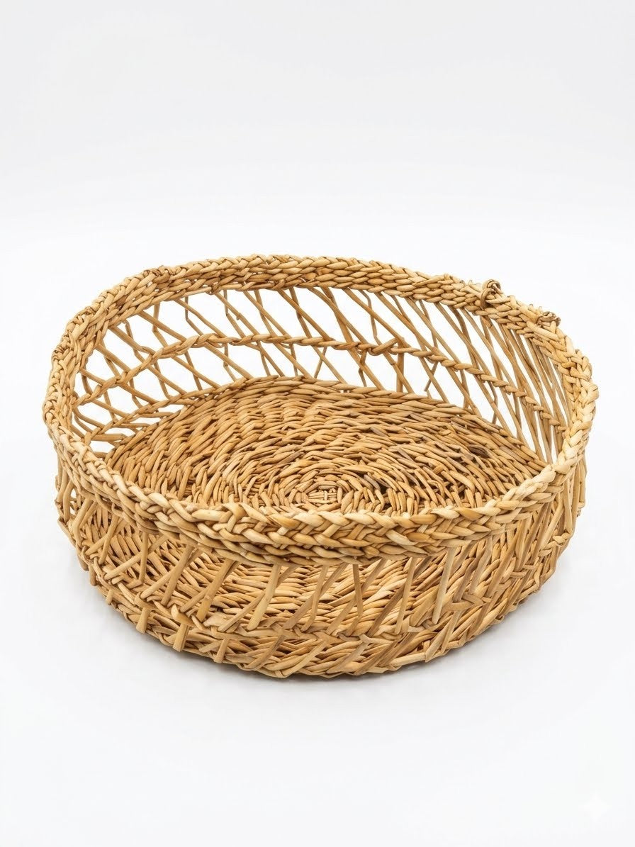 Corbeille ronde en smar tressé main