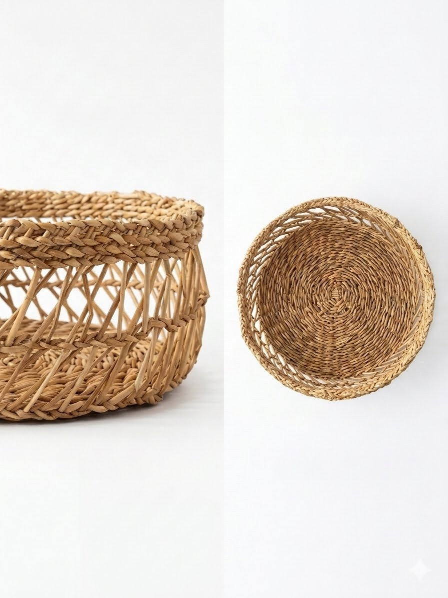 Corbeille ronde en smar tressé main