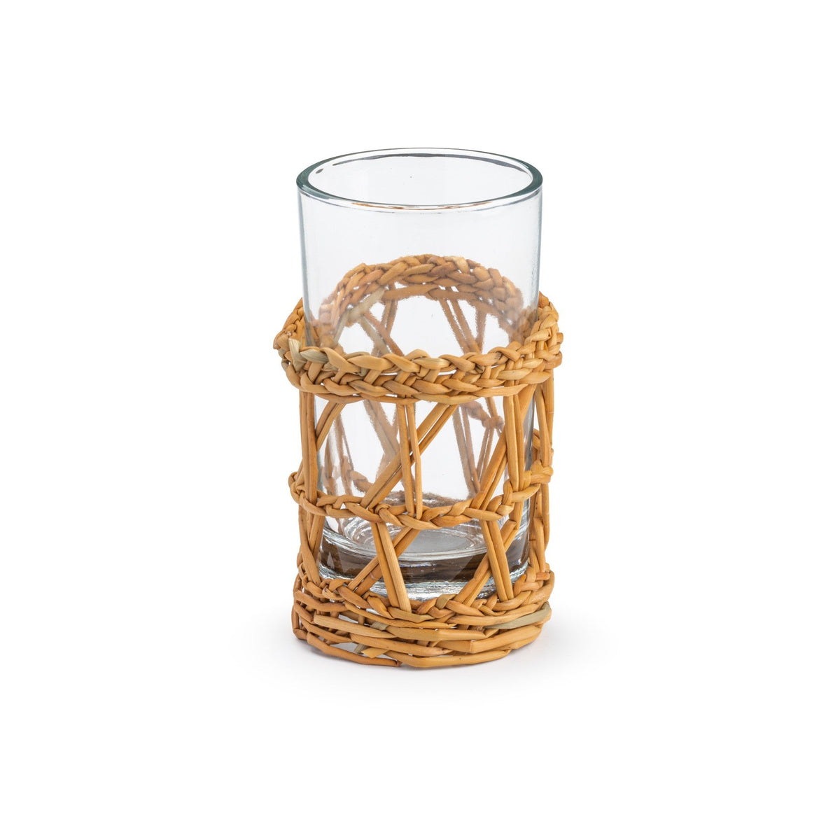 Verre avec porte-verre en smar tressé main