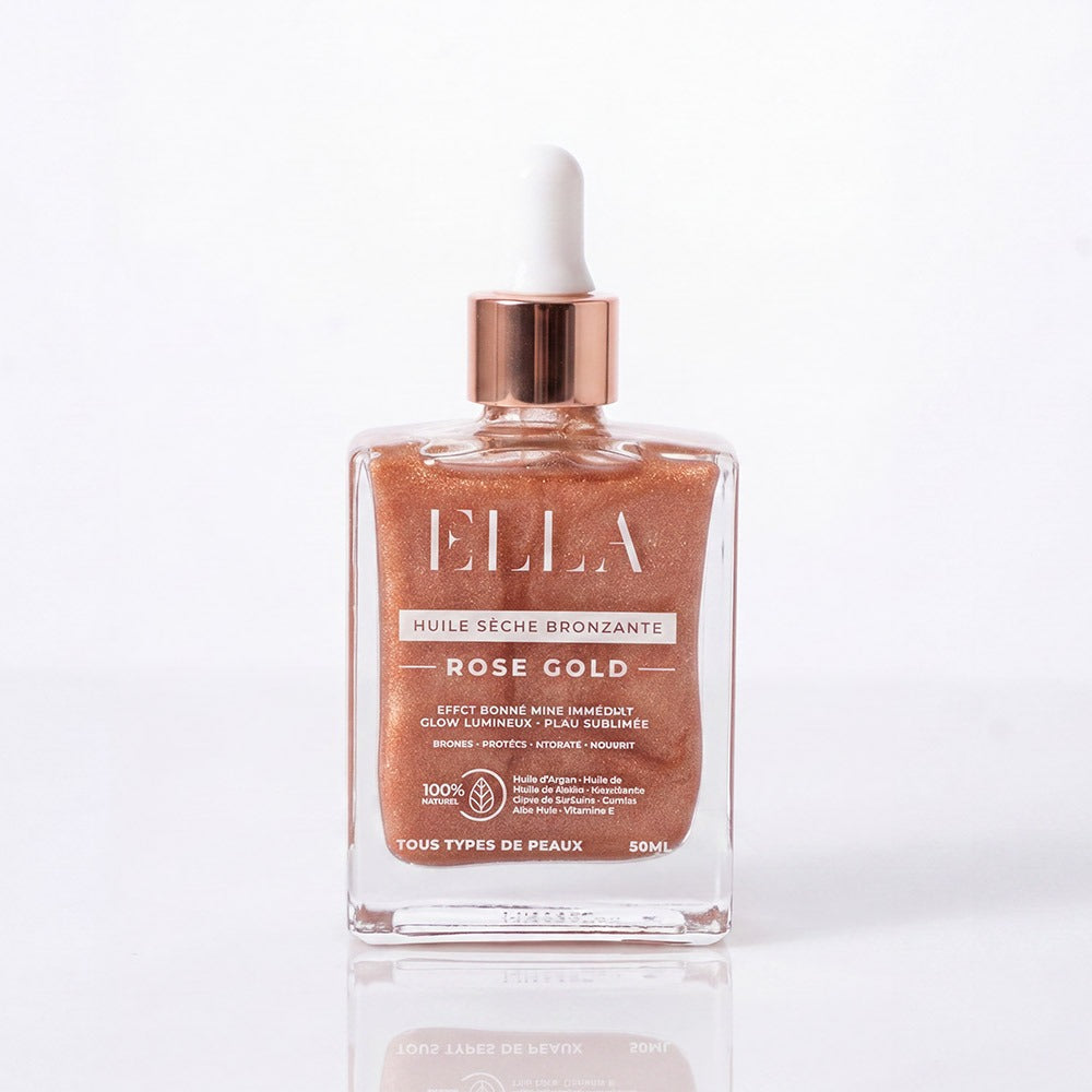Huile sèche pailletée - Rose Gold - 50ml - rose gold, Ella Cosmetics