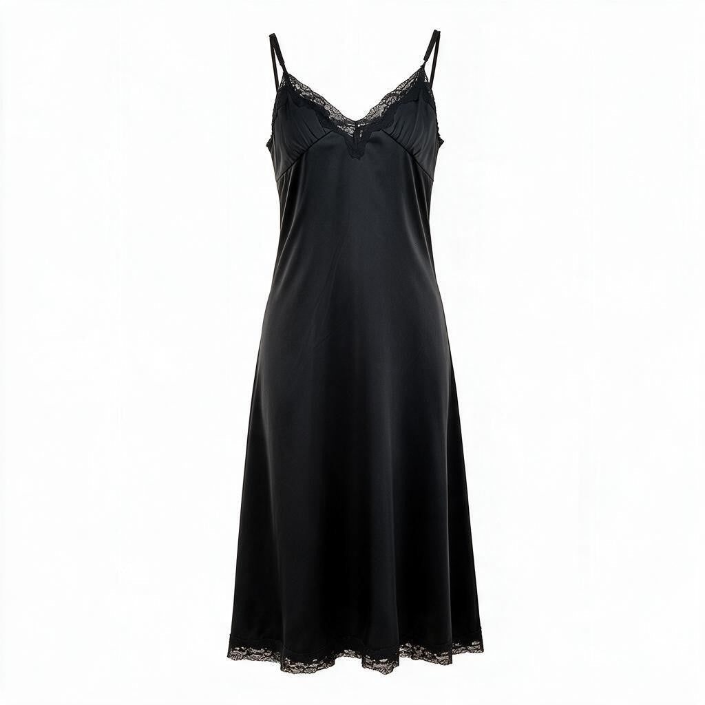 Robe nuisette en viscose avec dentelle