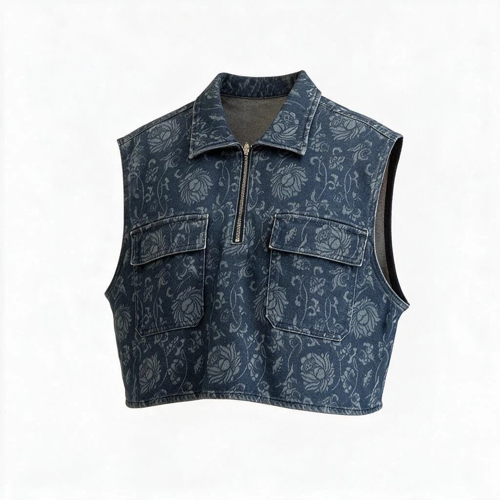 Top en denim cropped