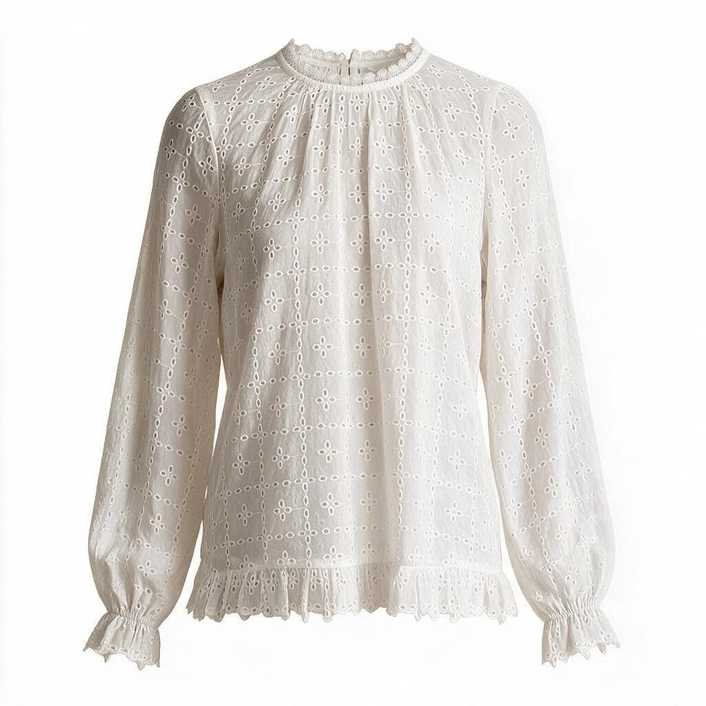Chemise col officier transparente broderie anglaise - H&M