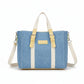 Jeans Bleu Clair & Cuir Beige