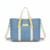 Jeans Bleu Clair & Cuir Beige