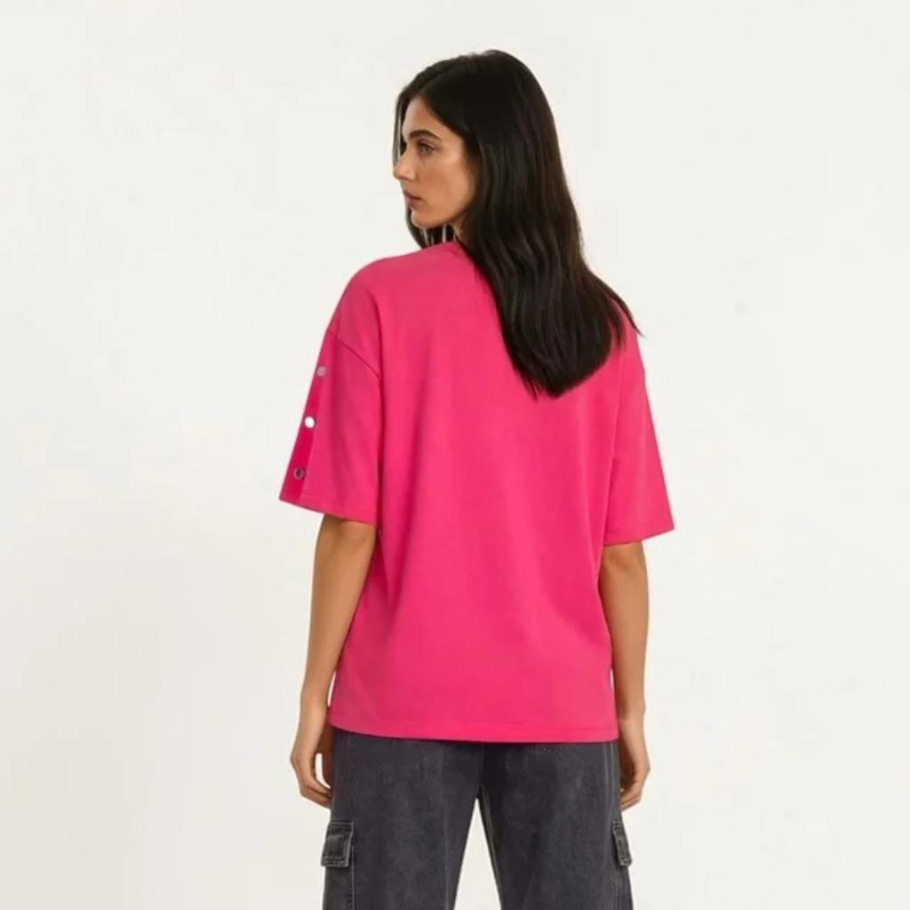 T-shirt femme sur taille avec boutons pression ONLY POSITIVE VIBES