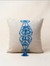 Coussin brodé main ferronnerie bleue, Zakhrafa