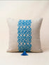 Coussin brodé main spirales bleues, Zakhrafa