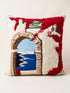 Coussin tableau punch needle arcade et vue mer de Sidi Bou Saïd, Zakhrafa