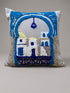 Coussin tableau punch needle panorama du village de Sidi Bou Saïd, Zakhrafa