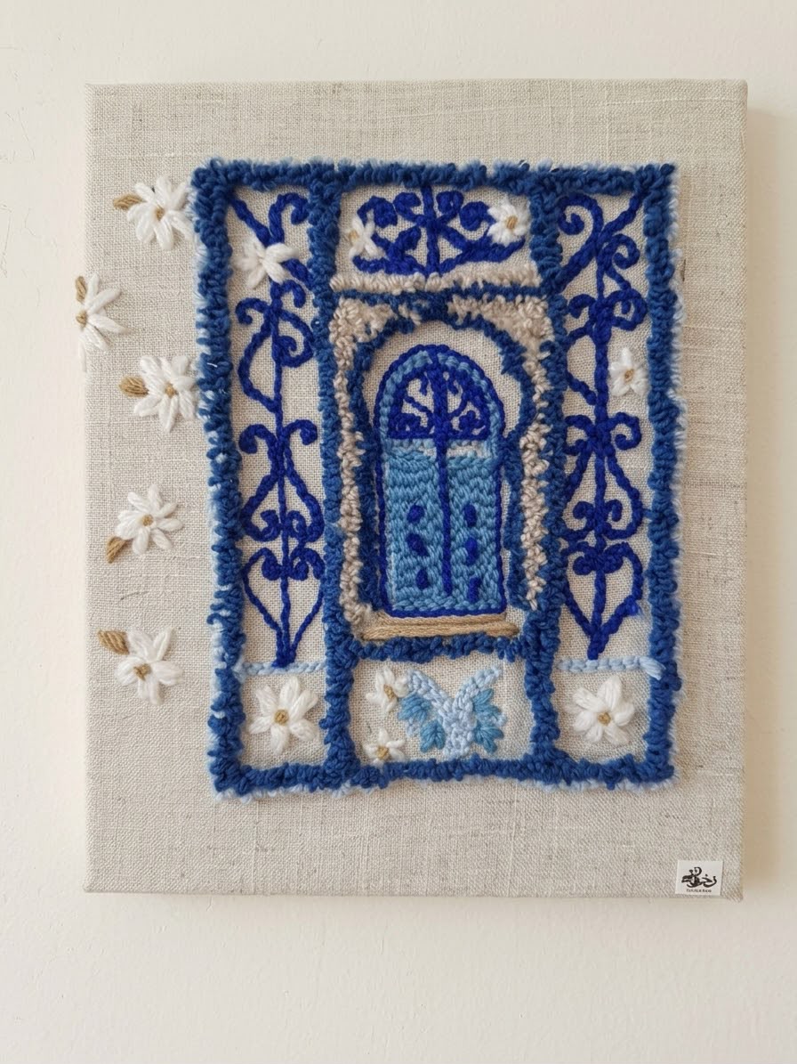 Tableau punch needle porte Sidi Bou Saïd, Zakhrafa