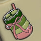 Sticker métal mug matcha avec noeud