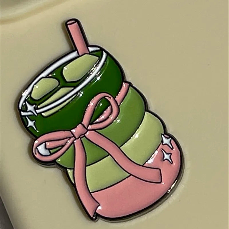Sticker métal mug matcha avec noeud