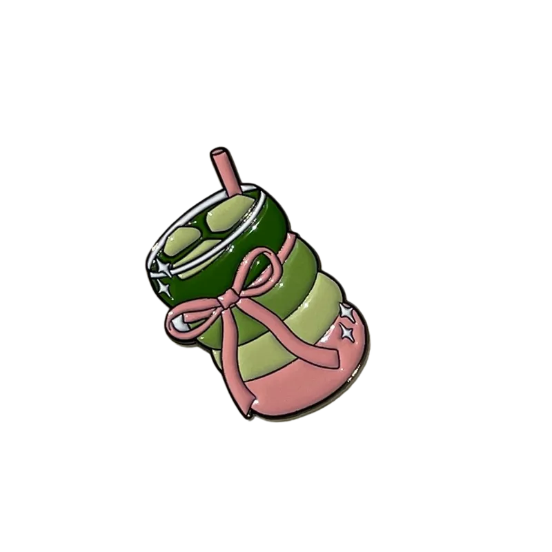 Sticker métal mug matcha avec noeud