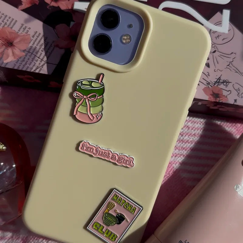 Sticker métal mug matcha avec noeud
